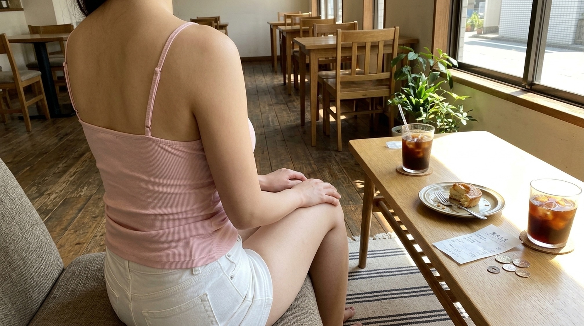 パパ活の費用を抑えるため昼のカフェで会う様子