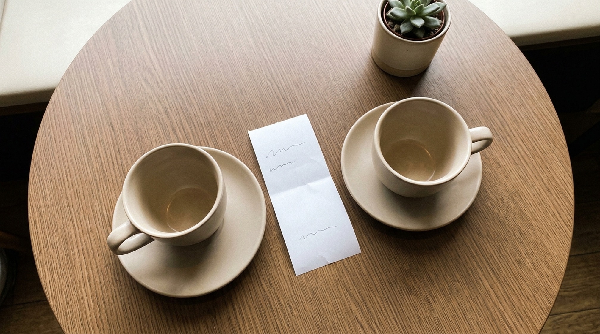 パパ活の顔合わせの後に2回目を相談したカフェの卓上